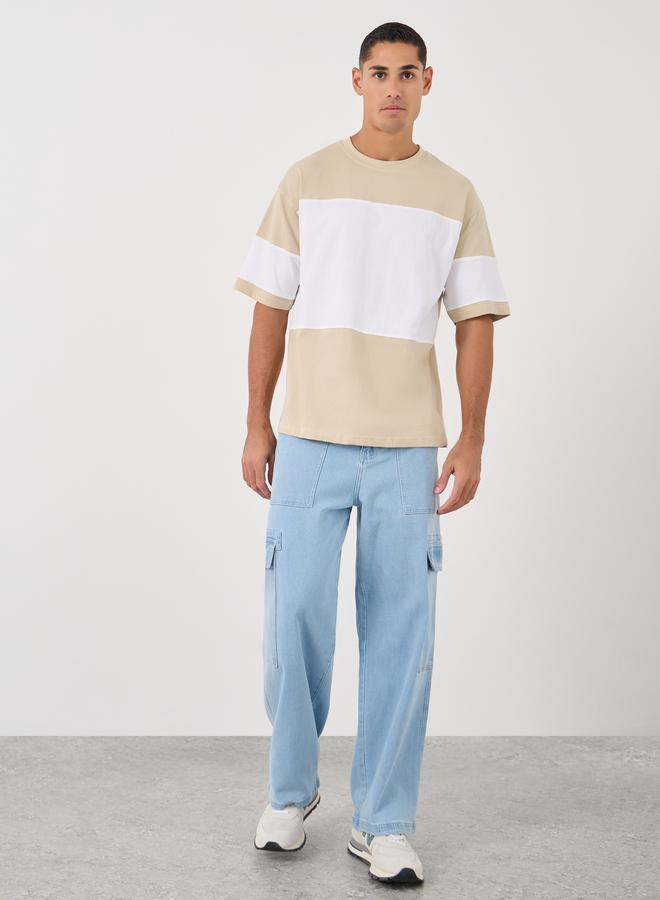 ستايلي تيشيرت ستايلي أوفر سايز بياقة دائرية وألوان متداخلة - Image 2